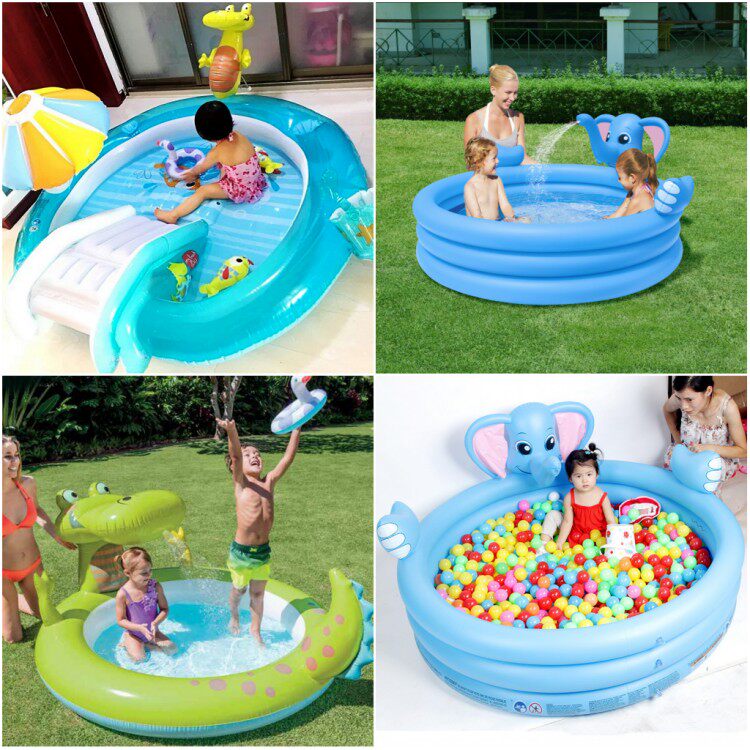 二手正品环保充气鳄鱼喷水游泳池瑕疵特价卡通大象宝宝决明子球池
