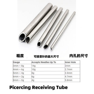 钛钢穿孔接引管人体个性穿刺工具耳环鼻环PA环耳骨钉接应管