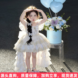 适合主持的女童礼服简单大气儿童洛丽塔白色公主裙高级绝美小裙子