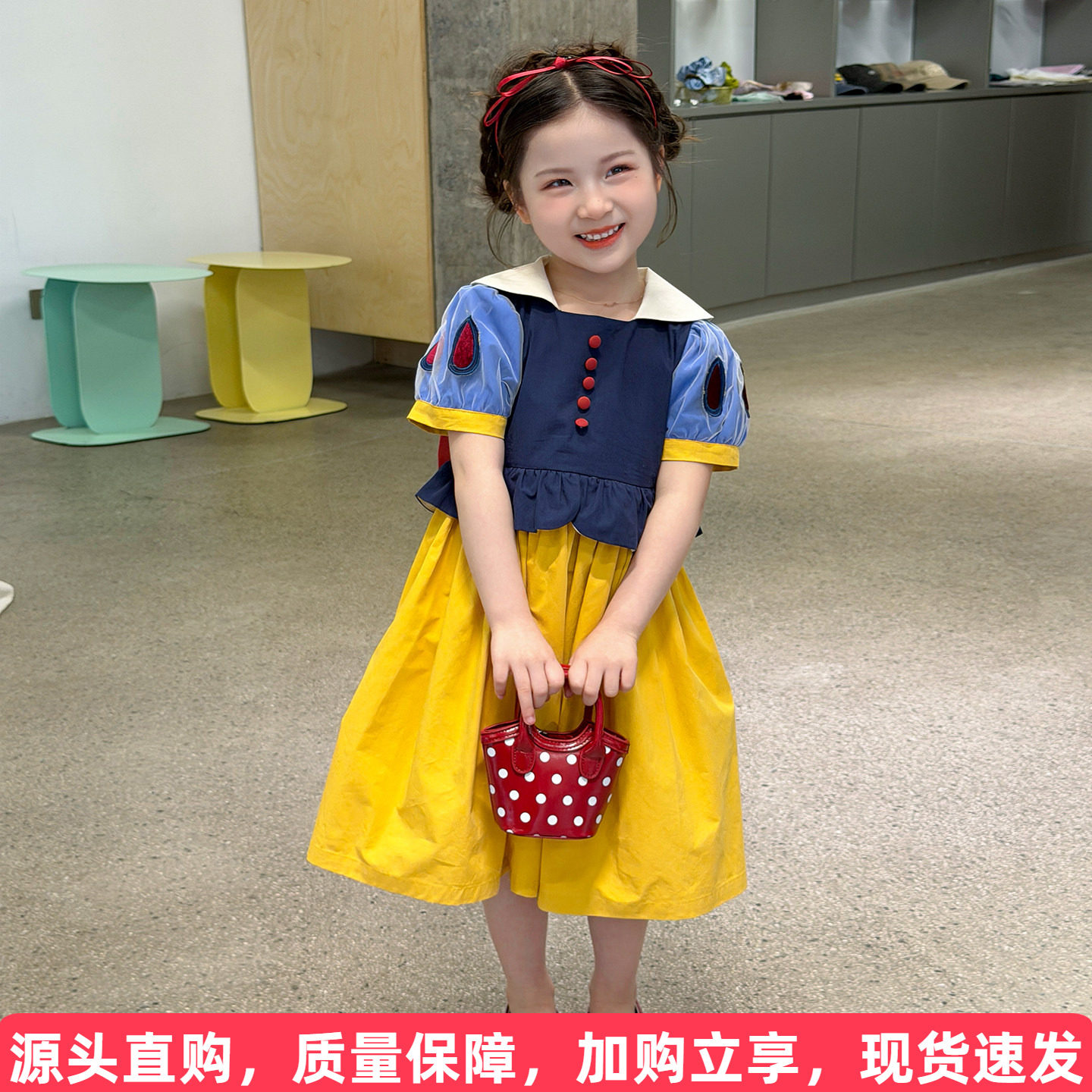 白雪公主短袖棉布裙子图片