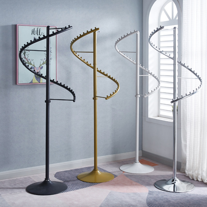 防滑铁艺睡衣内衣架落地式圆形360度旋转陈列架多功能高档挂衣架