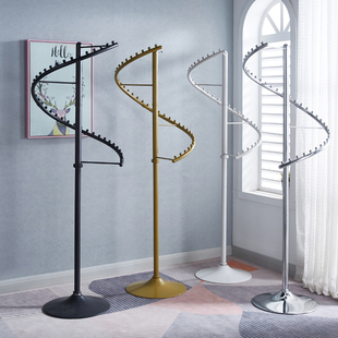 防滑铁艺睡衣内衣架落地式 圆形360度旋转陈列架多功能高档挂衣架