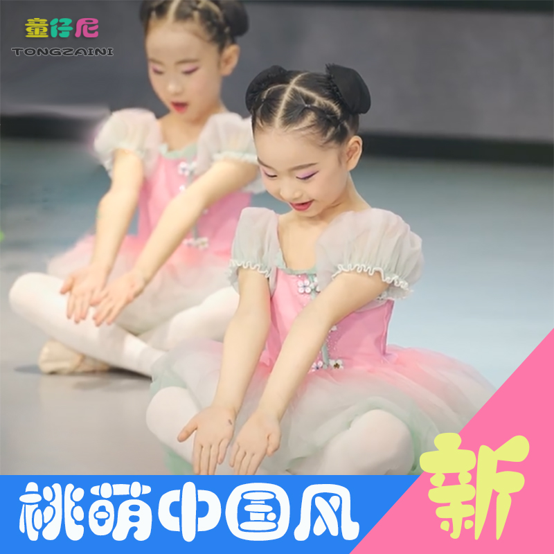 六一儿童演出服幼儿园舞蹈服粉色蓬蓬裙纱裙桃花山表演服公主裙女