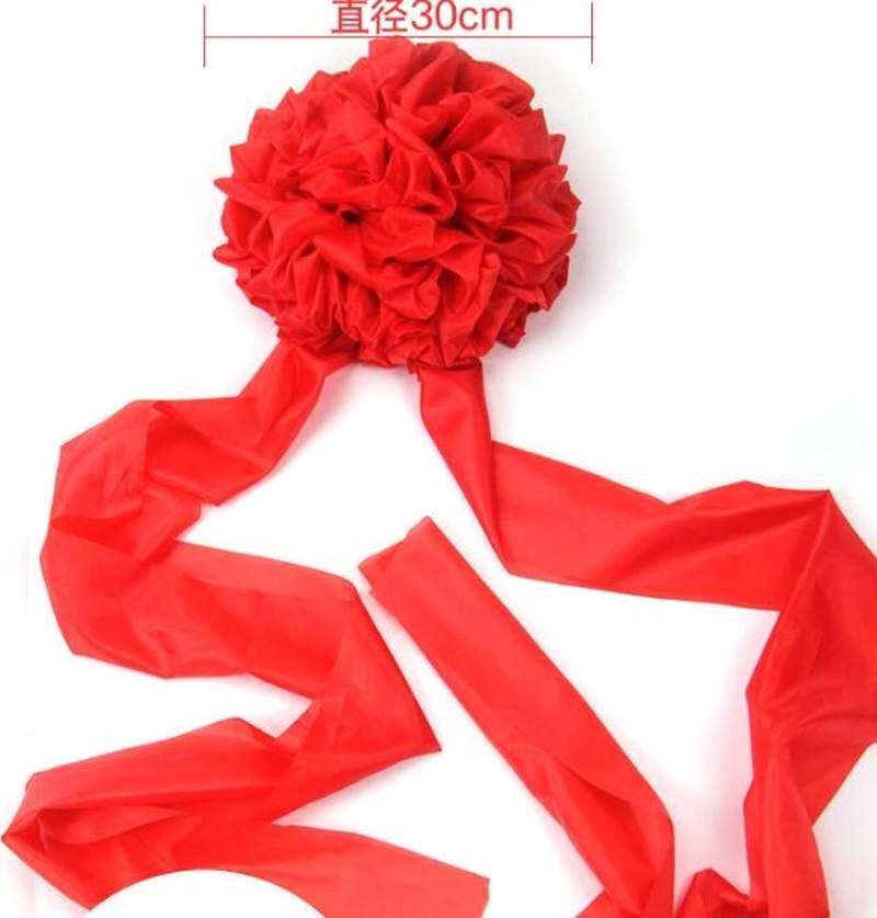 结婚新郎丝绸大红花球 开业剪彩用品婚庆红绸布花汽车装饰红绣球