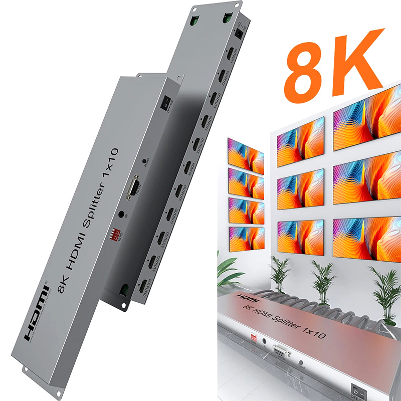 8K1X10HDMI分配器一进十出分屏