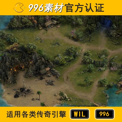 新手村 野外草木半阻1层100 传奇地图素材高清地砖无缝封边996