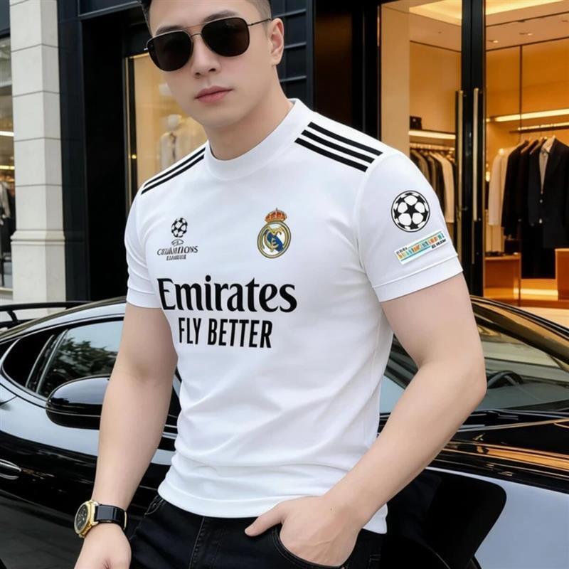 澜润好物1男士高品质纯棉足球短袖圆领修身百搭重面料版型效果好