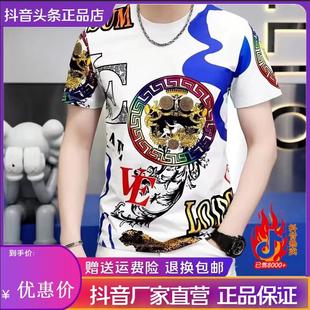 圆领上衣S潮流修身 文福轻奢简欧轻奢欧洲站轻奢欧货高品质男士 半