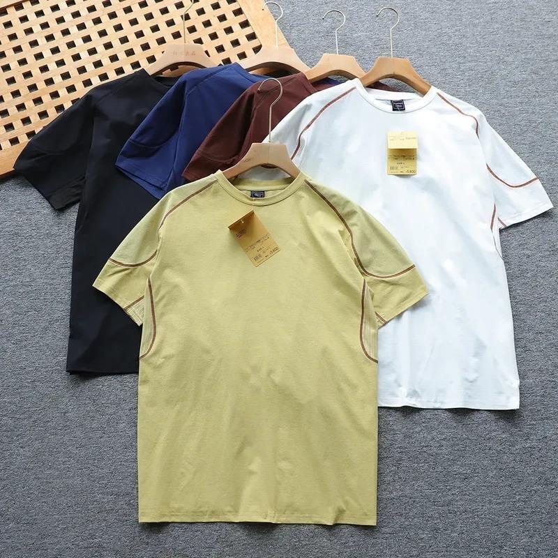 勇者潮流轻奢2日单高端户外夏季男宽松快干短袖T恤网眼网纱拼接透