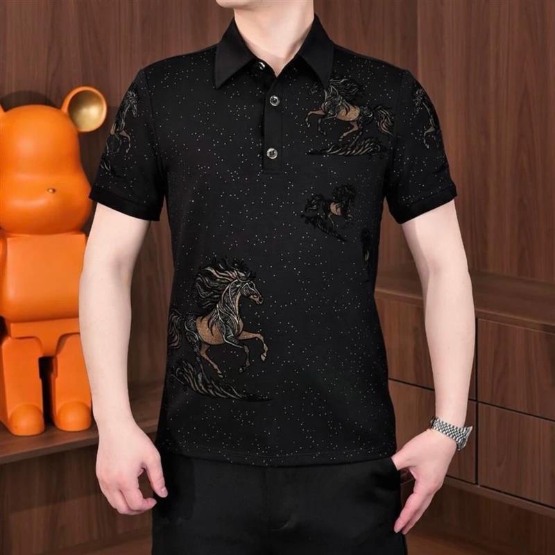 扉界商贸迪瑟森2026马年满天星男士夏POLO衫时尚透气休闲商务短袖