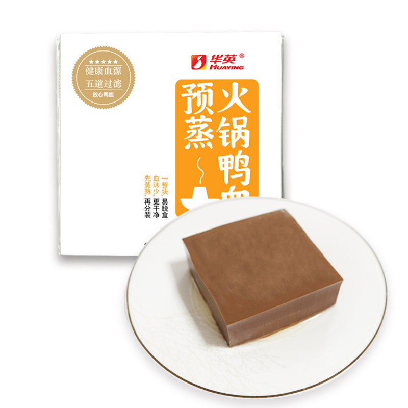 【6盒装】华英预蒸火锅鸭血300g/盒凉拌鸭血毛血旺火锅鸭血