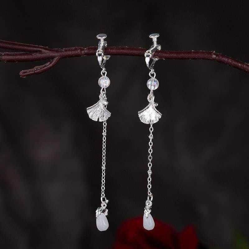 古代耳环女超仙显脸瘦复古宫廷无耳洞流苏耳坠古风耳夹古典中国风