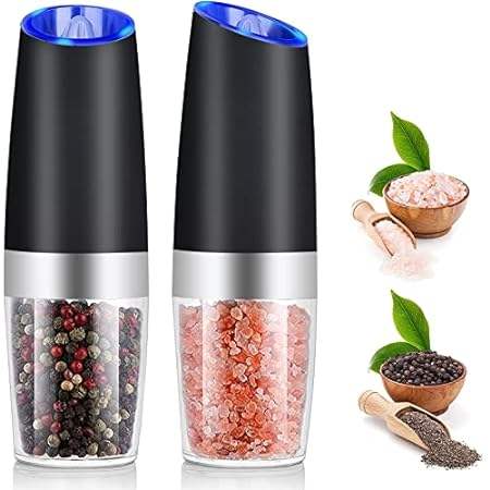 Electric Gravity Salt and Pepper Grinder Grinder， Refilla