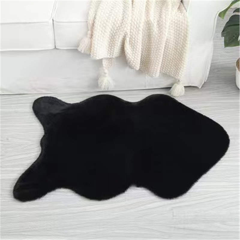 跨境爆款仿兔毛床边地毯白色毛毯沙发垫茶几北欧卧室毛不规则