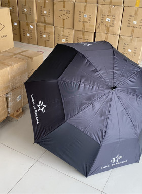 长柄雨伞 黑色黑胶双层商务加固强力防风双人伞