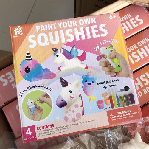 清！儿童玩具慢回弹涂色捏捏乐 解压减压独角兽玩具