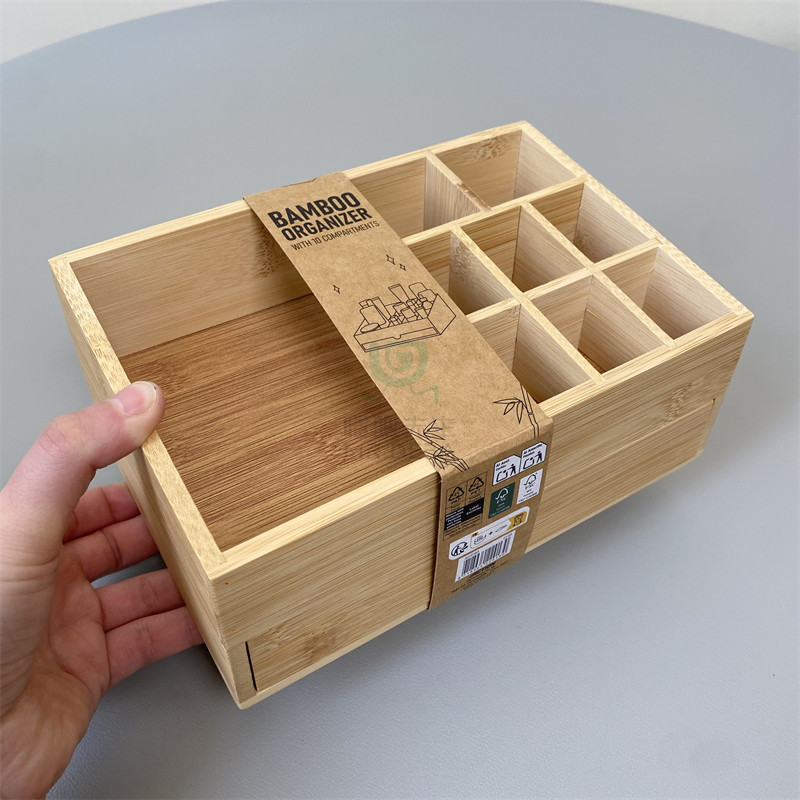 竹制多格抽屉收纳盒 桌面办公文具遥控器整理盒化妆品口红置物架