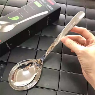 一体压铸加大不锈钢勺子喝汤勺加厚长柄家用厨房喝粥勺盛汤匙火锅