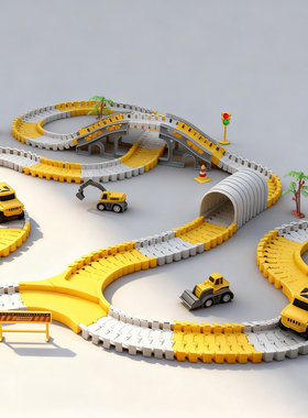 轨道车玩具儿童小火车轨道滑行玩具车益智男孩电动汽车闯关大冒险