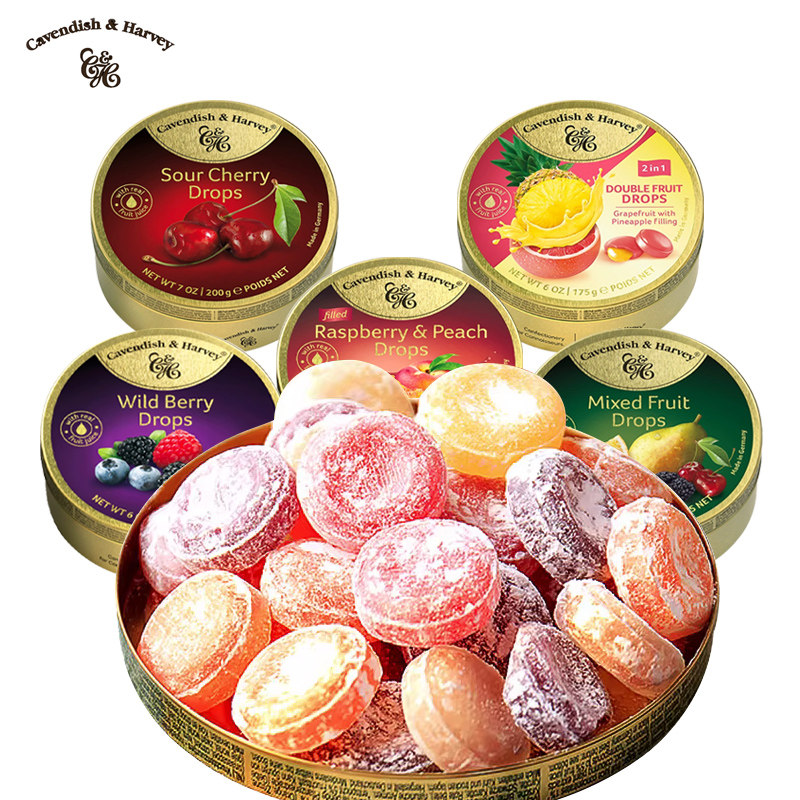 德国进口正品嘉云糖混合四季水果味杂果硬糖铁盒新年节喜糖200g