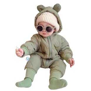 婴儿棉服春秋装轻薄款加棉外出衣服男女宝宝连体衣棉袄外套6-12月