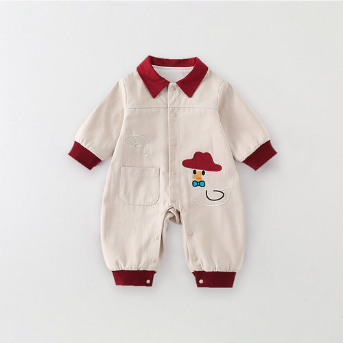 韩系新生婴儿满月连体衣洋气长袖满月百天衣服春秋哈衣秋装外出服