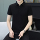 T恤百搭休闲潮流上衣透气薄款 翻领短袖 高级黑体恤 男士 纯色Polo衫