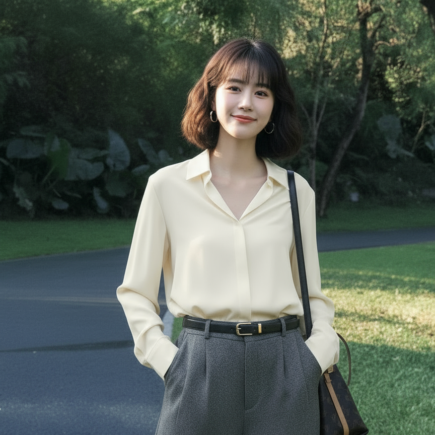 高腰毛呢阔腿裤女休闲裤