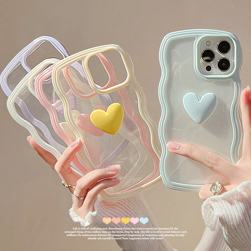Original Transparent mobile case适用苹果16promax波浪边iphone15plus手机壳14防摔1713 12 XR XS 18保护套