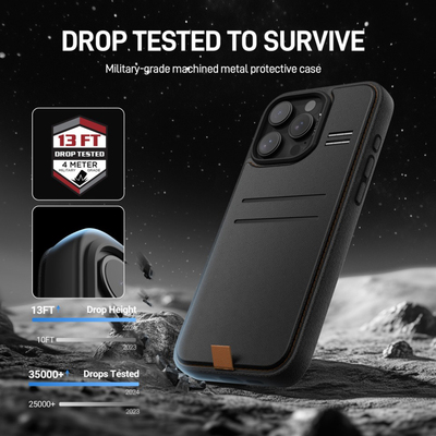 RAPTIC磁吸支架适用iPhone16ProMax手机壳皮革背面翻盖双卡位16pro全包防摔保护套支持Magsafe磁吸充电保护壳