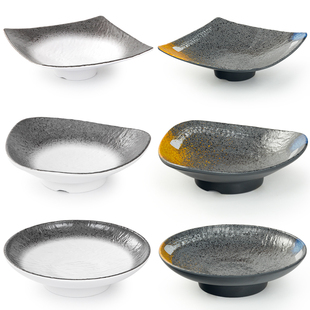 密胺高脚盘日式冷菜盘仿瓷复古特色小吃盘火锅菜盘水果点心盘商用