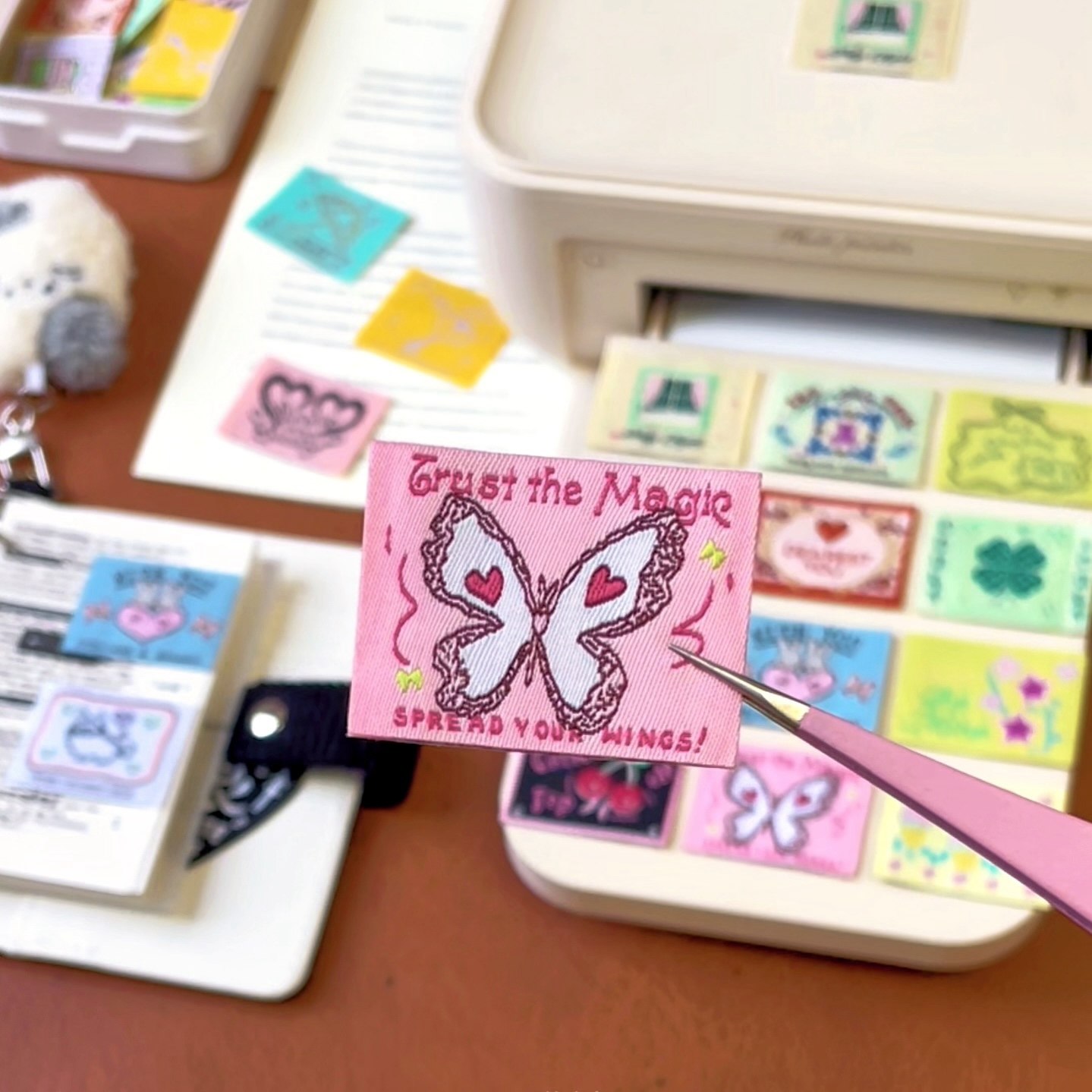 thumbnail for 15 original cloth label notebook decorations cute label tape adhesive backing card bag material Jtime Jishiyou