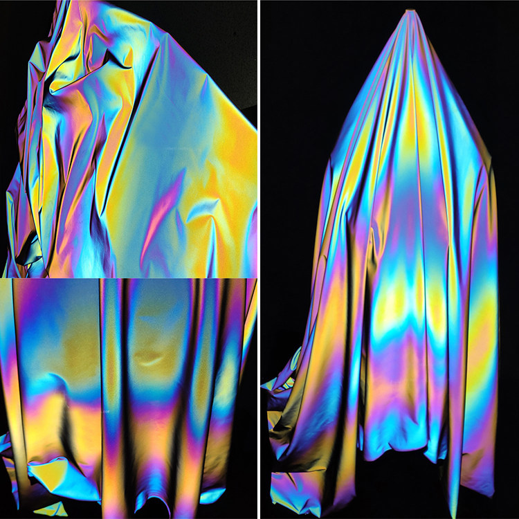 进口热影像反光皮布 炫彩镭射渐变创意秋冬外套服装设计师布料