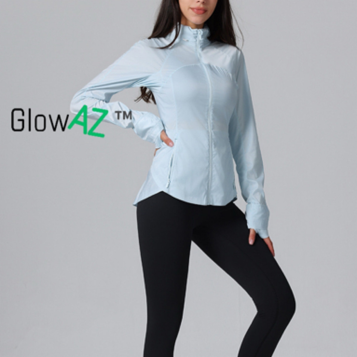 GlowAZ薄款冰丝透气修身GoalS户外薄款防晒服皮肤衣显瘦收腰外套