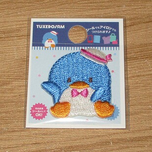 日本Sanrio正品Tuxedo Sam企鵝 刺繡小熨章布章貼