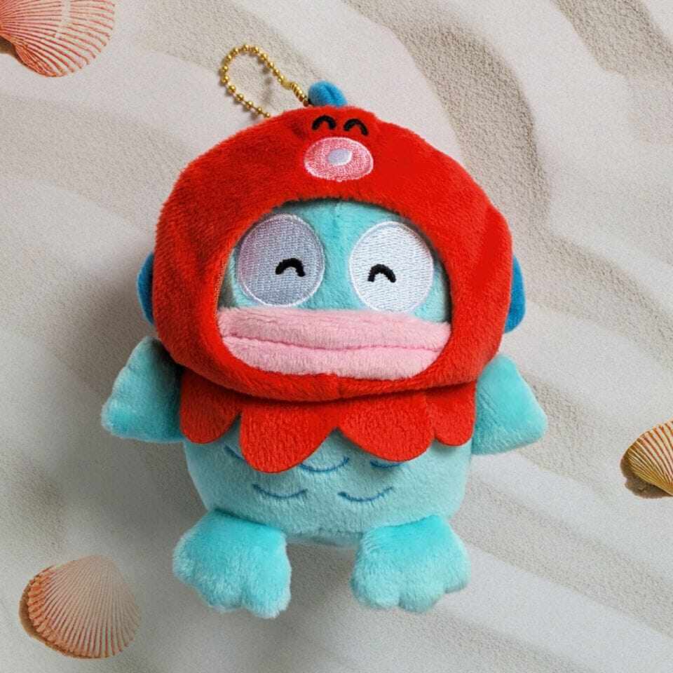 日本Sanrio正品Hangyodon海怪醜魚 毛絨公仔匙扣包掛件(八爪魚)