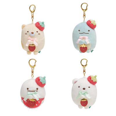 日本SanX正品Sumikko Gurashi角落生物 毛絨公仔包掛件匙扣(草莓)