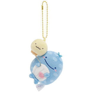 日本SanX正品Jinbesan鯨鯊先生小藍鯨 毛絨公仔匙扣包掛件