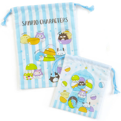 日本Sanrio正品Characters mix 抽繩布袋束口袋收納袋套裝(膠囊)