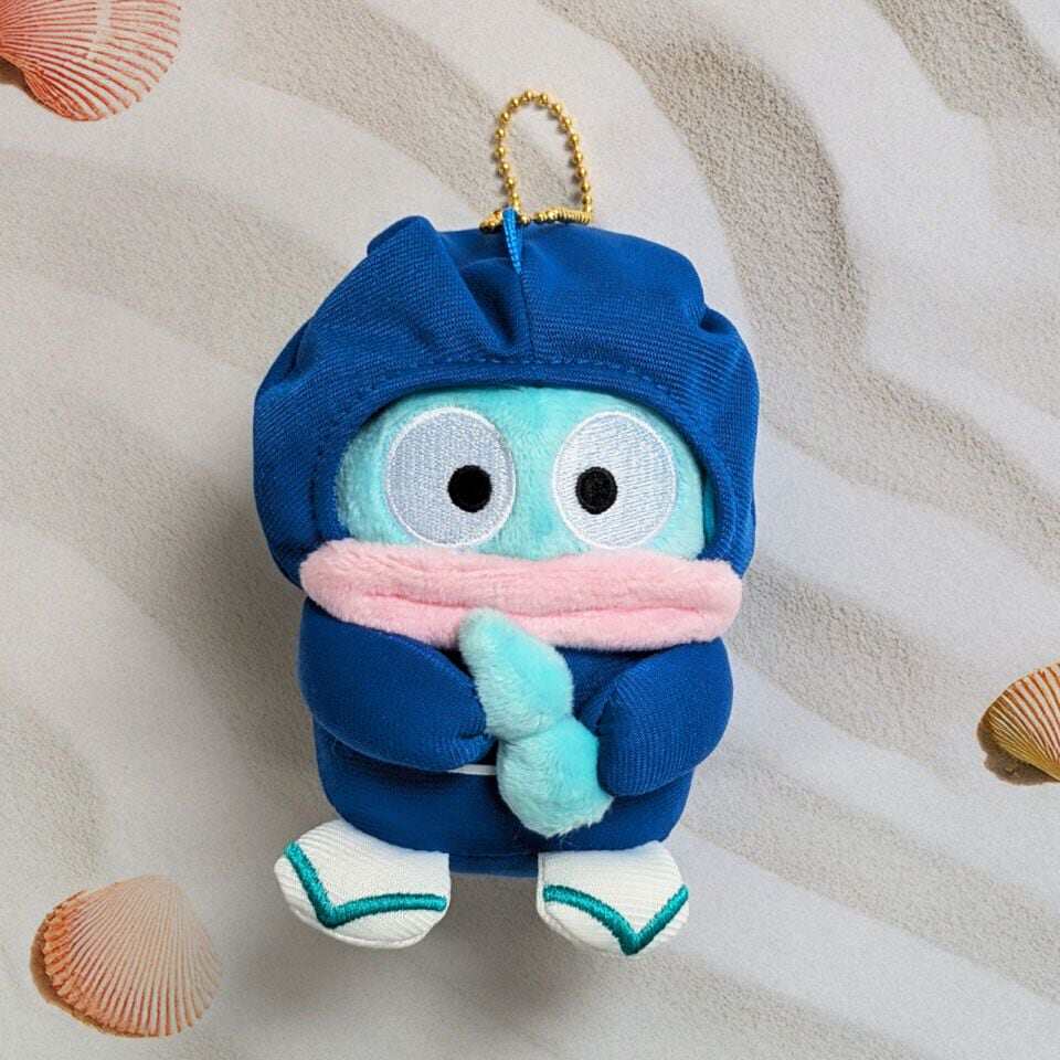 日本Sanrio正品Hangyodon海怪醜魚 毛絨公仔匙扣包掛件(忍者)