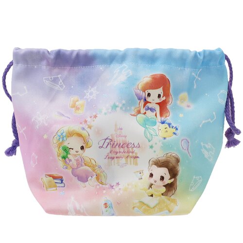 日本Disney正品Princess公主系列 飯盒袋便當袋午餐包束口袋(Q版)