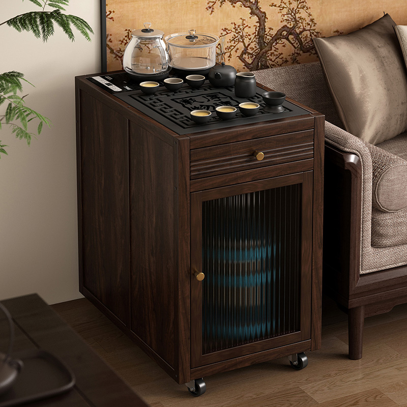 实木移动泡茶桌烧水壶一体家用小茶台茶水柜沙发边几边柜茶具套装