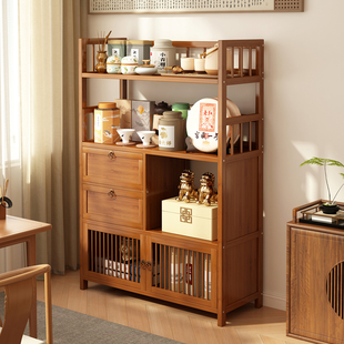 新中式博古架茶架子茶柜置物架非实木摆件展示柜茶室茶具收纳架