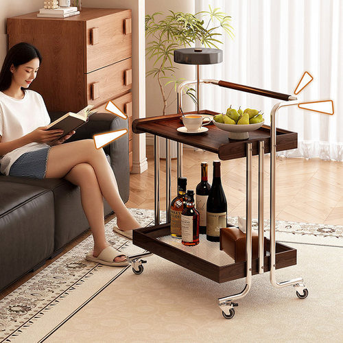 中古实木茶几可移动沙发边几零食小推车客厅家用边桌卧室床头置物