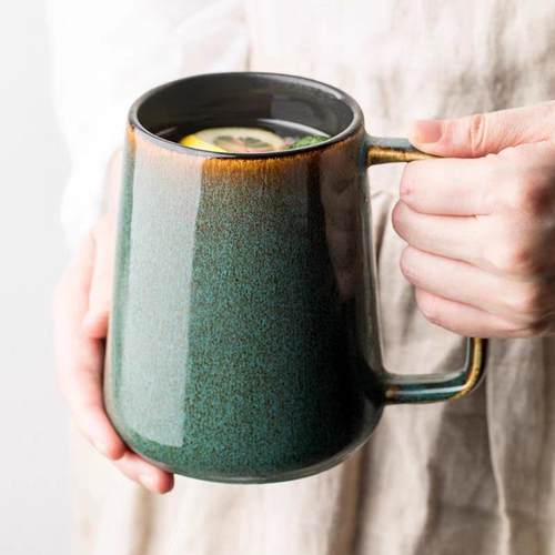 瑕疵大容量马克杯 700ml复古陶瓷水杯大肚杯欧式家用杯子锥形杯男