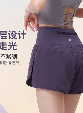 法国轻奢夏季2025新款跑步训练裤女款防走光短裤后口袋速干三分裤