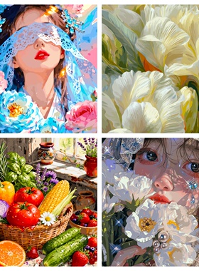 子儒画艺DIY数字油画花卉人物主题彩色颜料画布手工绘画套装