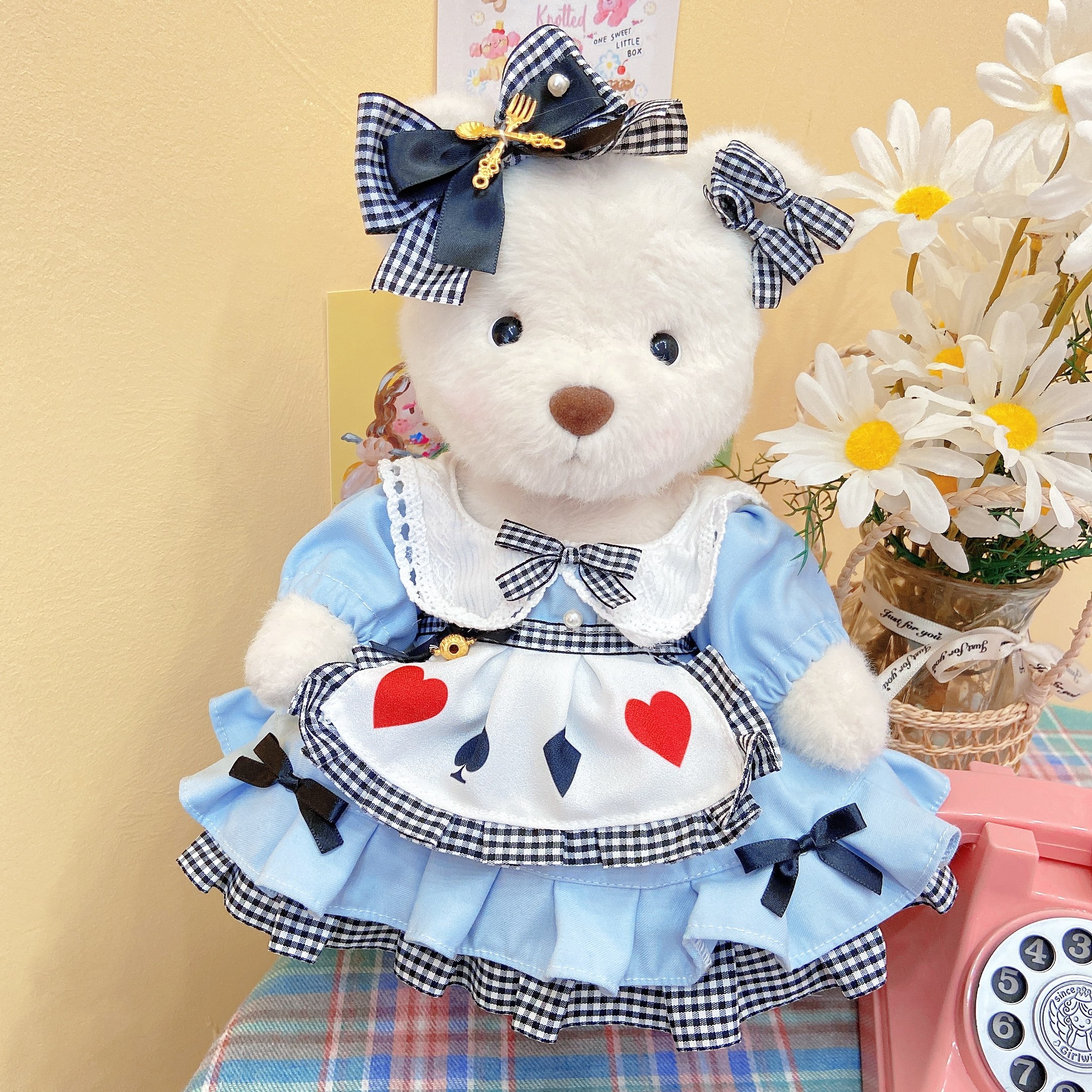 莉娜小熊衣服 泰迪熊玩偶手作娃衣 alice童话裙子 圆领连衣裙现货