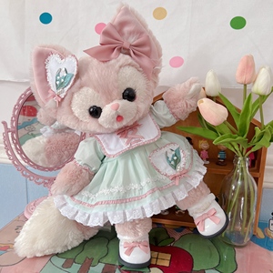 新款玲娜贝尔娃衣南风格子手作Linabell着替若草色爱心春日套装