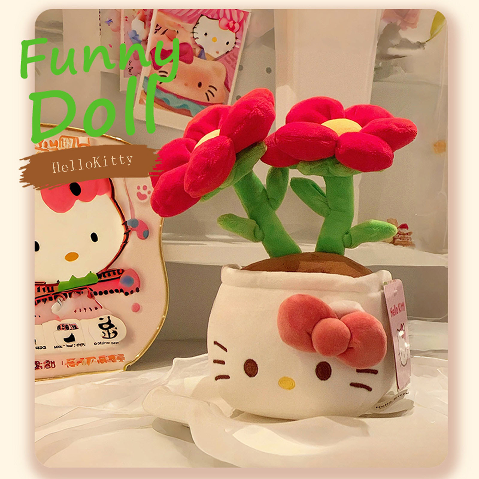 HelloKitty三丽鸥正版凯蒂猫玩偶花束毛绒盆栽公仔娃娃生日礼物女图片